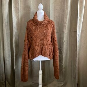 Gorgeous burnt orange cowl neck knit sweater size small